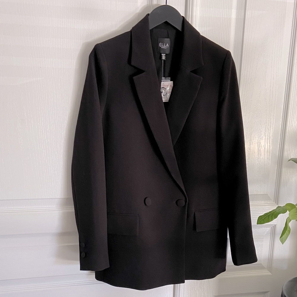 🆕 ELLA Rafaella Double Breasted Gabardine Blazer Jacket